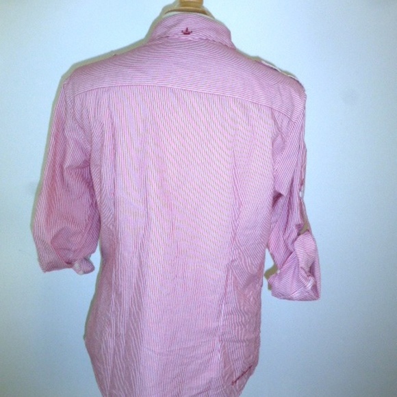 ENGLISH LAUNDRY STRIPE epaulets WORK shirt contrast cuff M - Picture 4 of 5